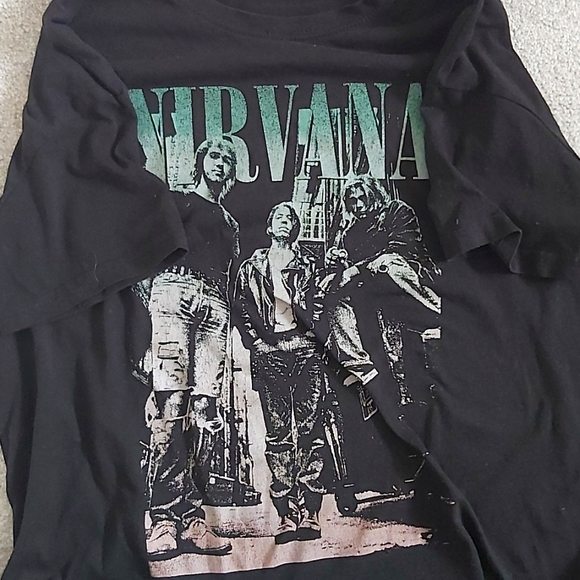 Nirvana band tee blueish Green to pink gradient (Medium) - Picture 1 of 2